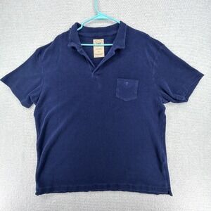 OAS  Polo Shirt Mens 2XL Navy Blue Terry Cloth Short Sleeve Resort Beach Cotton